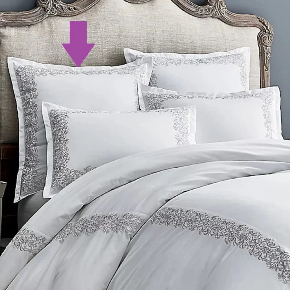 one Wamsutta ANGLESEY 100% Cotton EURO Pillow Sham w/ GRAY Embroidered Border
